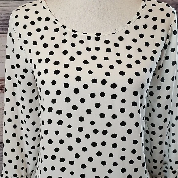 C Black and White Polka Dot Blouse - Picture 2 of 13
